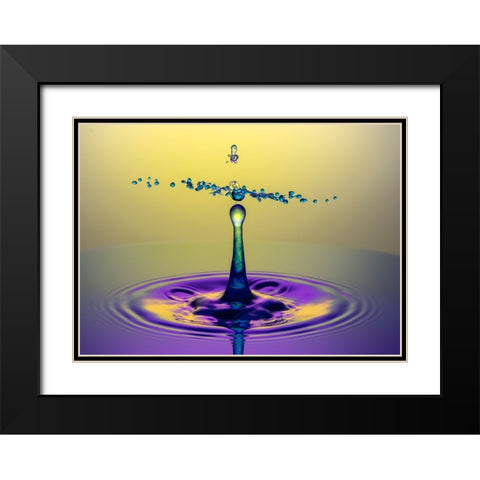 Dancinh Drops Black Modern Wood Framed Art Print with Double Matting by Sayadi, Yousef