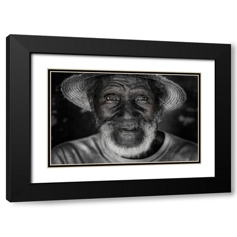 happy man in Cuba. Black Modern Wood Framed Art Print with Double Matting by Raskin, Moris