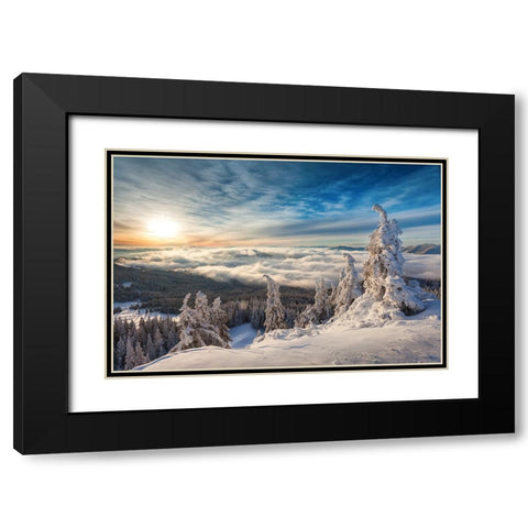WinterTime Black Modern Wood Framed Art Print with Double Matting by Mirica, Dan