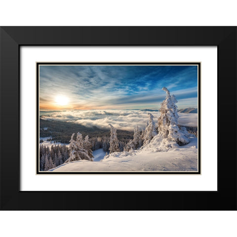 WinterTime Black Modern Wood Framed Art Print with Double Matting by Mirica, Dan
