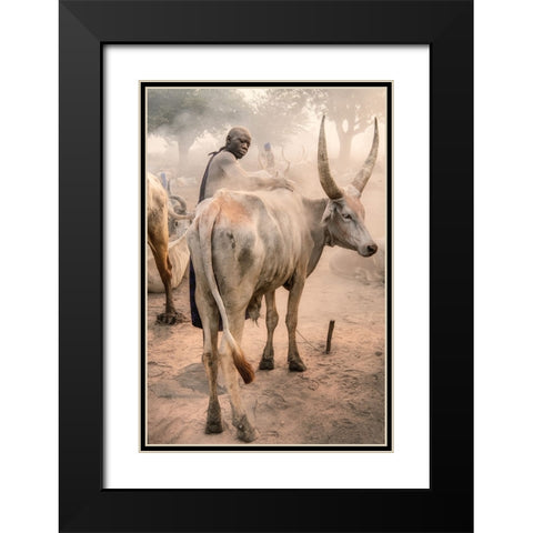 Mundari Massage Black Modern Wood Framed Art Print with Double Matting by Cole, Trevor
