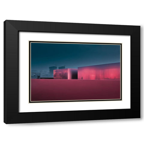 Lost City Black Modern Wood Framed Art Print with Double Matting by Guan, Xiaopeng