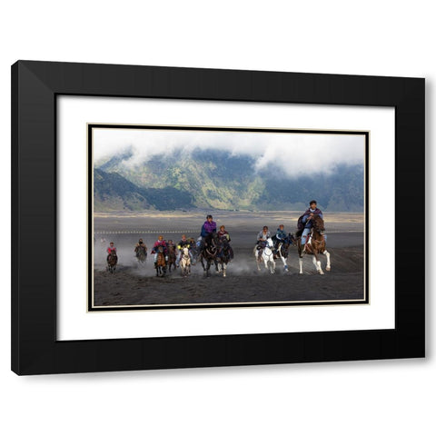 Horse Rider Black Modern Wood Framed Art Print with Double Matting by Suhardjo, Lisdiyanto