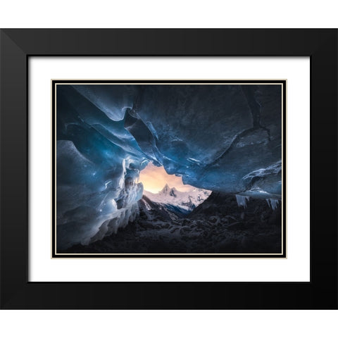 Ice Cave And Snow Mountain Black Modern Wood Framed Art Print with Double Matting by Ye, Ningyun