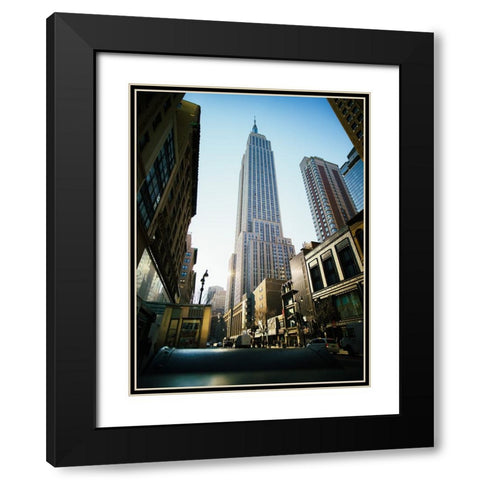 Empire State Building Black Modern Wood Framed Art Print with Double Matting by Grop, Serge