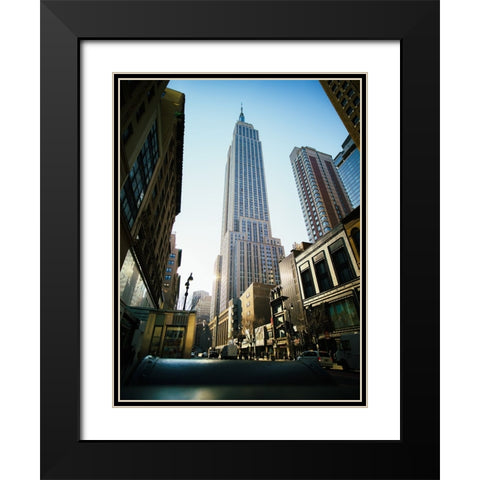 Empire State Building Black Modern Wood Framed Art Print with Double Matting by Grop, Serge