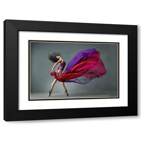Balerina 1 Black Modern Wood Framed Art Print with Double Matting by Setiadi, Ajar