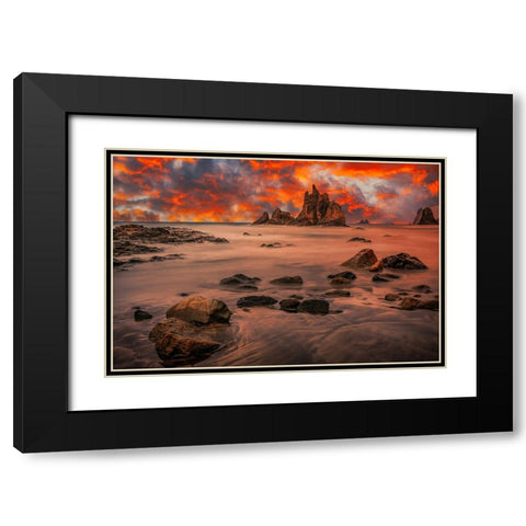 Canary Sunset Black Modern Wood Framed Art Print with Double Matting by Popan, Adrian