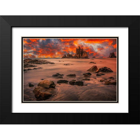 Canary Sunset Black Modern Wood Framed Art Print with Double Matting by Popan, Adrian