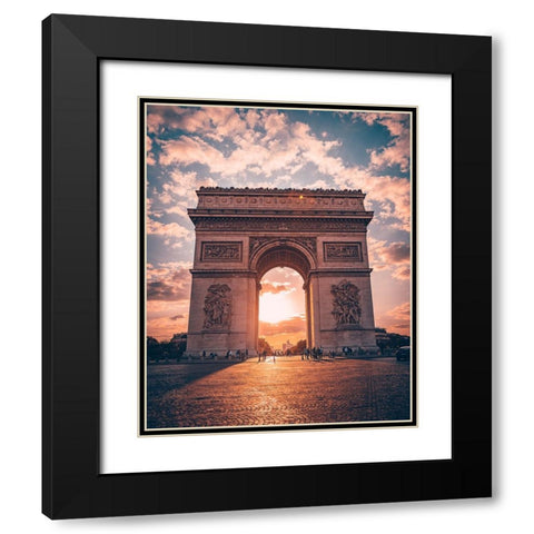 Golden Arc of Paris Black Modern Wood Framed Art Print with Double Matting by Pournader, Behdad