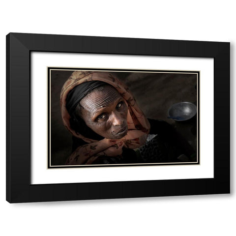 Elder At Niergui Refugee Camp-Tchad Black Modern Wood Framed Art Print with Double Matting by Molina, Elena