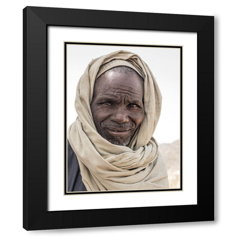 Elder At Niergui Refugee Camp-Tchad Black Modern Wood Framed Art Print with Double Matting by Molina, Elena