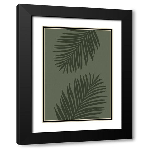 PALM LEAF 05 ALL GREEN Black Modern Wood Framed Art Print with Double Matting by 1x Studio