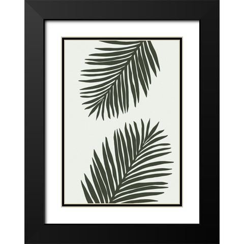 PALM LEAF 04 GREEN Black Modern Wood Framed Art Print with Double Matting by 1x Studio
