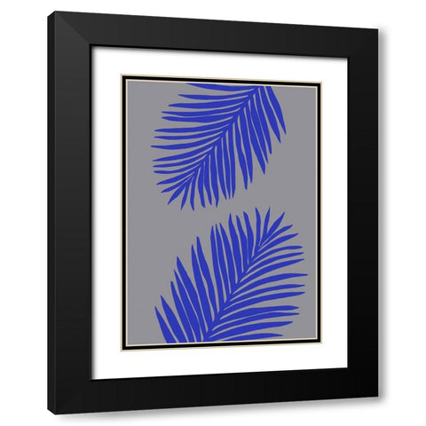 PALM LEAF 02 SOFT GRAY Black Modern Wood Framed Art Print with Double Matting by 1x Studio