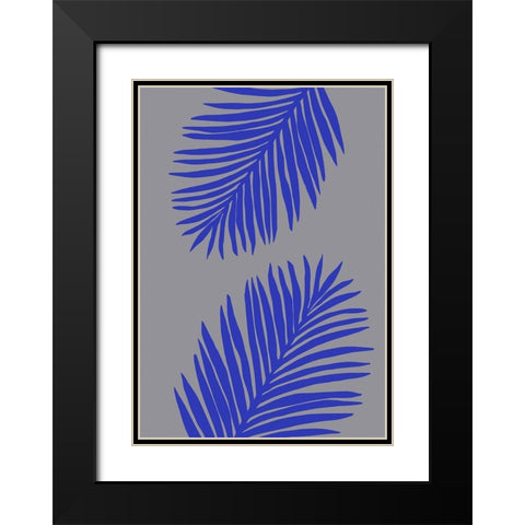 PALM LEAF 02 SOFT GRAY Black Modern Wood Framed Art Print with Double Matting by 1x Studio