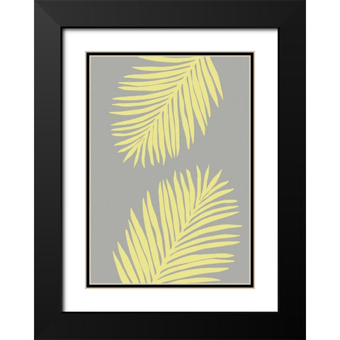 PALM LEAF 01 YELLOW Black Modern Wood Framed Art Print with Double Matting by 1x Studio
