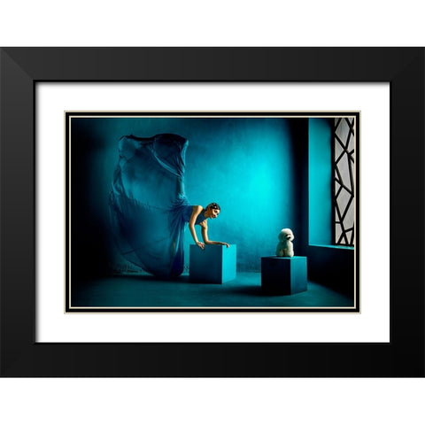 Dear Friend Black Modern Wood Framed Art Print with Double Matting by Muliani Hartojo, Angela