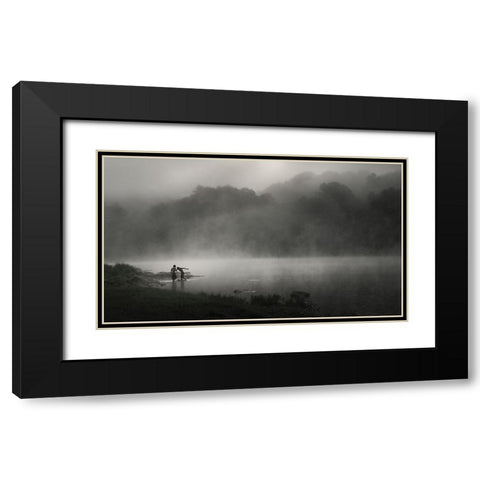 Misty RIVer Black Modern Wood Framed Art Print with Double Matting by Zeng, Kenneth