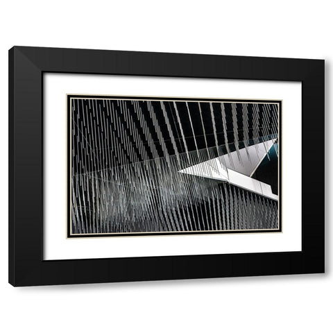 Lines And Arrow Black Modern Wood Framed Art Print with Double Matting by Wride, Linda