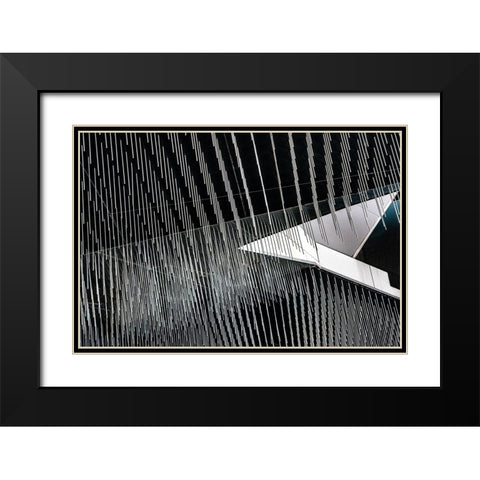 Lines And Arrow Black Modern Wood Framed Art Print with Double Matting by Wride, Linda