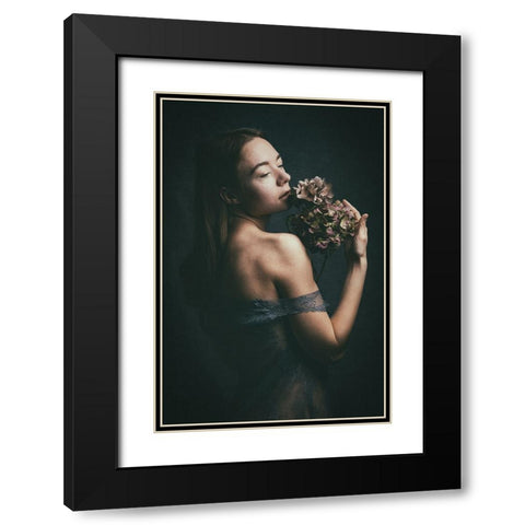 Flowers Black Modern Wood Framed Art Print with Double Matting by Kurz, Christian