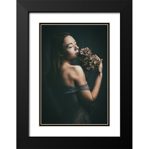 Flowers Black Modern Wood Framed Art Print with Double Matting by Kurz, Christian