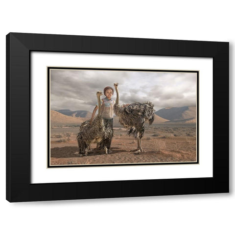Ostrichboy Black Modern Wood Framed Art Print with Double Matting by Egger, Marcel