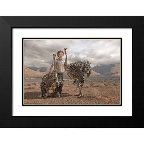 Ostrichboy Black Modern Wood Framed Art Print with Double Matting by Egger, Marcel