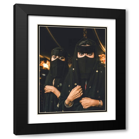 Arabic Woman Black Modern Wood Framed Art Print with Double Matting by Alghasham, Kawthar