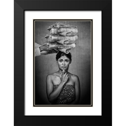 Pressure Of Media Black Modern Wood Framed Art Print with Double Matting by Bhattacharyya, Partha