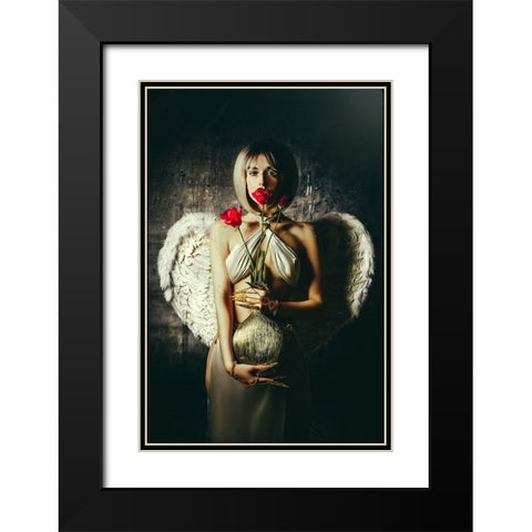 Lips of a Tulip Black Modern Wood Framed Art Print with Double Matting by Bolgov (Axe), Ruslan