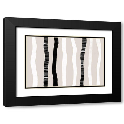 Stripes And Harmony Black Modern Wood Framed Art Print with Double Matting by Uplusmestudio
