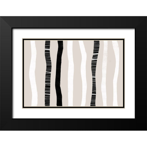 Stripes And Harmony Black Modern Wood Framed Art Print with Double Matting by Uplusmestudio