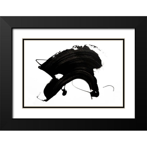 Black Abstract Stroke Black Modern Wood Framed Art Print with Double Matting by Uplusmestudio