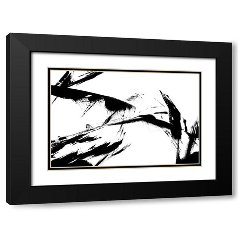 Feathery Streak Black Modern Wood Framed Art Print with Double Matting by Uplusmestudio