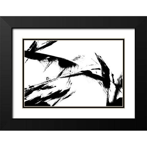 Feathery Streak Black Modern Wood Framed Art Print with Double Matting by Uplusmestudio