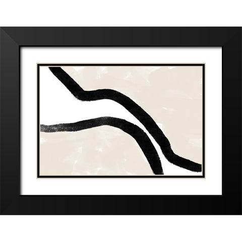 Abstracto Bordered Black Modern Wood Framed Art Print with Double Matting by Uplusmestudio