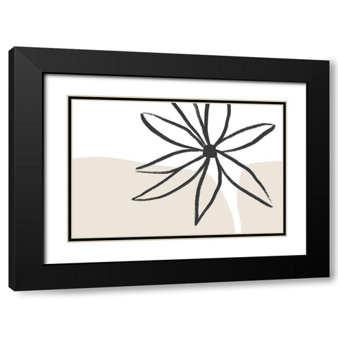Flower And Cream Black Modern Wood Framed Art Print with Double Matting by Uplusmestudio