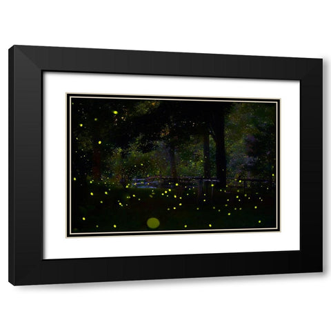 Amazing Fireflies Light Black Modern Wood Framed Art Print with Double Matting by Liang, Ken