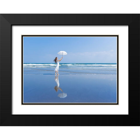 Reflection Black Modern Wood Framed Art Print with Double Matting by Sakamoto, Tsutomu