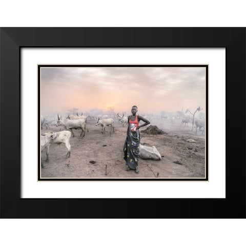A Young Mundari Woman Black Modern Wood Framed Art Print with Double Matting by Cole, Trevor