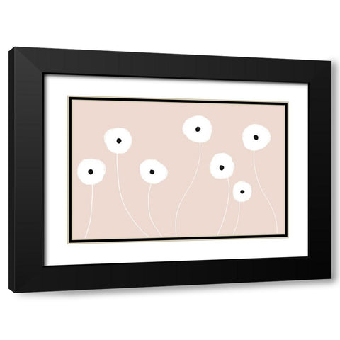 Scandi Flowers No 1 Black Modern Wood Framed Art Print with Double Matting by Uplusmestudio