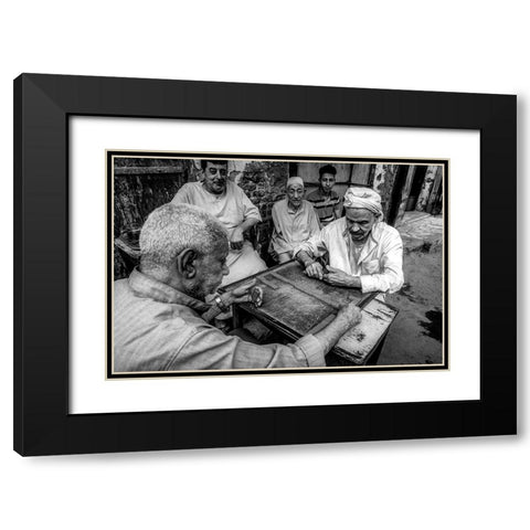 Dominos Black Modern Wood Framed Art Print with Double Matting by Aboelnaga, Hisham