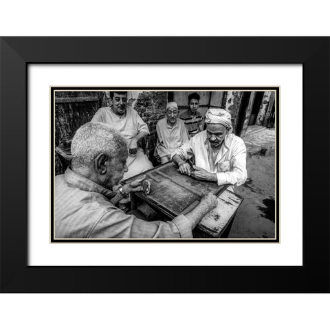 Dominos Black Modern Wood Framed Art Print with Double Matting by Aboelnaga, Hisham