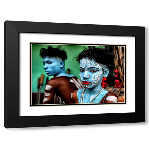 Colors Of Gajan FestIVal 1 Black Modern Wood Framed Art Print with Double Matting by Das, Avishek