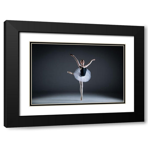 Ballet Dancer Black Modern Wood Framed Art Print with Double Matting by Sorensen, Jorgen