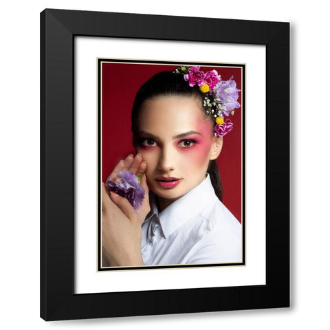 The Flower Black Modern Wood Framed Art Print with Double Matting by Kazamil, Farid