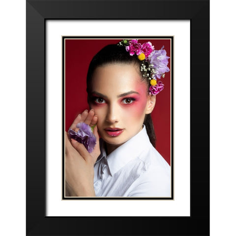 The Flower Black Modern Wood Framed Art Print with Double Matting by Kazamil, Farid