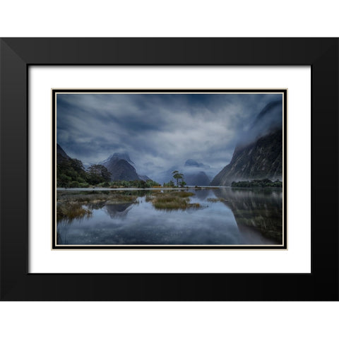 Blue Hour Milford Sound Black Modern Wood Framed Art Print with Double Matting by Chan, Andy